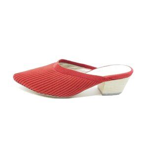 Chocolat Blu Brix Womens Mule Pointed Toe Block Heel Red Knit EUR 37 US 6.5-7